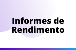 Texto em negrito centralizado: "Informes de Rendimento". Fundo  degradê lilás claro para o branco. Na parte inferior da imagem, uma linha degradê do roxo para o azul.